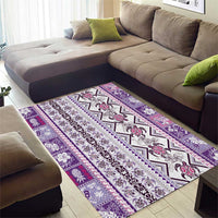 Hawaii Makahiki Turtle Area Rug Violet Tapa Pattern - Polynesian Pride