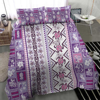 Hawaii Makahiki Turtle Bedding Set Violet Tapa Pattern - Polynesian Pride