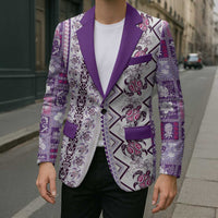 Hawaii Makahiki Turtle Blazer Violet Tapa Pattern LT05 - Polynesian Pride