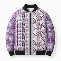 Hawaii Makahiki Turtle Bomber Puffer Jacket Violet Tapa Pattern LT05 Unisex Violet - Polynesian Pride