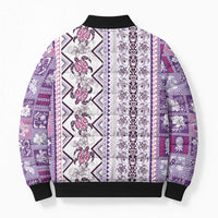 Hawaii Makahiki Turtle Bomber Puffer Jacket Violet Tapa Pattern LT05 - Polynesian Pride