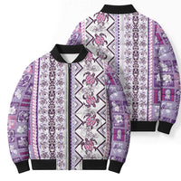 Hawaii Makahiki Turtle Bomber Puffer Jacket Violet Tapa Pattern LT05 - Polynesian Pride