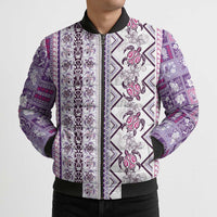 Hawaii Makahiki Turtle Bomber Puffer Jacket Violet Tapa Pattern LT05 - Polynesian Pride