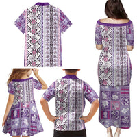 Hawaii Makahiki Turtle Family Matching Puletasi and Hawaiian Shirt Violet Tapa Pattern LT05 - Polynesian Pride