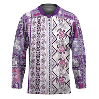 Hawaii Makahiki Turtle Hockey Jersey Violet Tapa Pattern LT05 Unisex Violet - Polynesian Pride