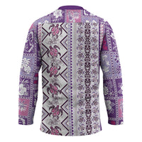 Hawaii Makahiki Turtle Hockey Jersey Violet Tapa Pattern LT05 - Polynesian Pride