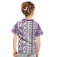 Hawaii Makahiki Turtle Kid T Shirt Violet Tapa Pattern - Polynesian Pride
