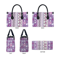 Hawaii Makahiki Turtle Leather Bag Violet Tapa Pattern - Polynesian Pride