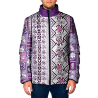 Hawaii Makahiki Turtle Padded Jacket Violet Tapa Pattern LT05 Men Violet - Polynesian Pride