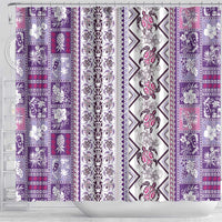 Hawaii Makahiki Turtle Shower Curtain Violet Tapa Pattern - Polynesian Pride