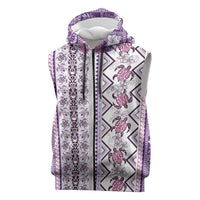 Hawaii Makahiki Turtle Sleeveless Zip Hoodie Violet Tapa Pattern LT05 Violet - Polynesian Pride