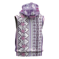Hawaii Makahiki Turtle Sleeveless Zip Hoodie Violet Tapa Pattern LT05 - Polynesian Pride