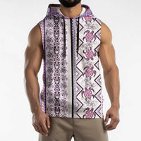 Hawaii Makahiki Turtle Sleeveless Zip Hoodie Violet Tapa Pattern LT05 - Polynesian Pride