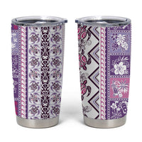 Hawaii Makahiki Turtle Tumbler Cup Violet Tapa Pattern - Polynesian Pride