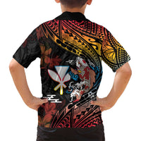 Hawaii And Japan Family Matching Long Sleeve Bodycon Dress and Hawaiian Shirt Koi Fish With Kanaka Maoli