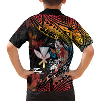 Hawaii And Japan Family Matching Off The Shoulder Long Sleeve Dress and Hawaiian Shirt Koi Fish With Kanaka Maoli