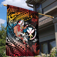 Hawaii And Japan Garden Flag Koi Fish With Kanaka Maoli