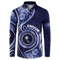 Personalised FSM Chuuk Button Sweatshirt Ocean Floral Pattern