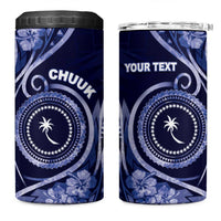 Personalised FSM Chuuk 4 in 1 Can Cooler Tumbler Ocean Floral Pattern LT05 One Size: 16 oz Navy - Polynesian Pride