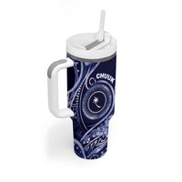 Personalised FSM Chuuk Tumbler With Handle Ocean Floral Pattern LT05 - Polynesian Pride