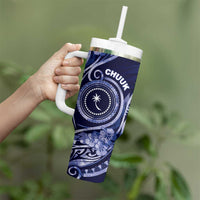 Personalised FSM Chuuk Tumbler With Handle Ocean Floral Pattern LT05 - Polynesian Pride