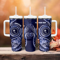 Personalised FSM Chuuk Tumbler With Handle Ocean Floral Pattern LT05 - Polynesian Pride