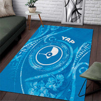 FSM Yap Area Rug Ocean Floral Pattern LT05 Blue - Polynesian Pride
