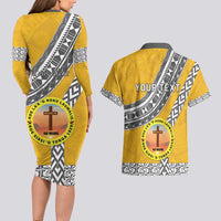 Personalised Anastasis College Couples Matching Long Sleeve Bodycon Dress and Hawaiian Shirt Tonga Unique Style - Polynesian Pride