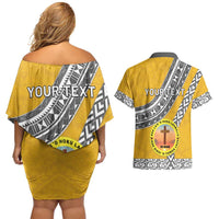 Personalised Anastasis College Couples Matching Off Shoulder Short Dress and Hawaiian Shirt Tonga Unique Style LT05 - Polynesian Pride