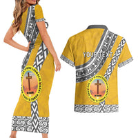 Personalised Anastasis College Couples Matching Short Sleeve Bodycon Dress and Hawaiian Shirt Tonga Unique Style - Polynesian Pride