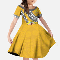 Personalised Anastasis College Family Matching Puletasi and Hawaiian Shirt Tonga Unique Style LT05 Daughter's Dress Yellow - Polynesian Pride