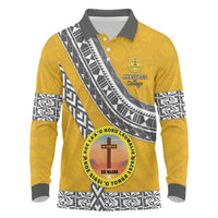 Personalised Anastasis College Long Sleeve Polo Shirt Tonga Unique Style LT05 Yellow - Polynesian Pride