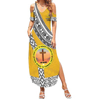 Personalised Anastasis College Summer Maxi Dress Tonga Unique Style LT05 Women Yellow - Polynesian Pride