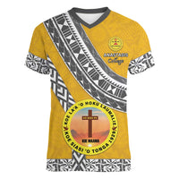 Personalised Anastasis College Women V-Neck T-Shirt Tonga Unique Style LT05 Female Yellow - Polynesian Pride
