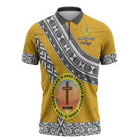 Personalised Anastasis College Zipper Polo Shirt Tonga Unique Style LT05 Yellow - Polynesian Pride