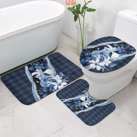 Hawaii Ukulele Bathroom Set Tropical Flowers With Palaka Effect Blue Version LT05 - Polynesian Pride