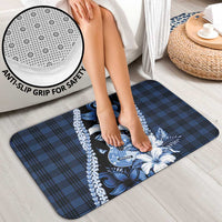 Hawaii Ukulele Bathroom Set Tropical Flowers With Palaka Effect Blue Version LT05 - Polynesian Pride