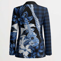 Hawaii Ukulele Blazer Tropical Flowers With Palaka Effect Blue Version LT05 - Polynesian Pride