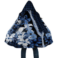 Hawaii Ukulele Cloak Tropical Flowers With Palaka Effect Blue Version LT05 Unisex Blue - Polynesian Pride