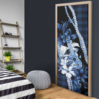 Hawaii Ukulele Door Cover Tropical Flowers With Palaka Effect Blue Version LT05 - Polynesian Pride