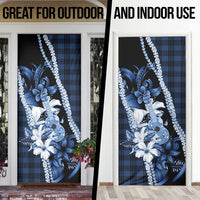 Hawaii Ukulele Door Cover Tropical Flowers With Palaka Effect Blue Version LT05 - Polynesian Pride