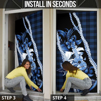 Hawaii Ukulele Door Cover Tropical Flowers With Palaka Effect Blue Version LT05 - Polynesian Pride