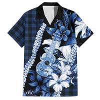 Hawaii Ukulele Hawaiian Shirt Tropical Flowers With Palaka Effect Blue Version LT05 Blue - Polynesian Pride