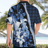 Hawaii Ukulele Hawaiian Shirt Tropical Flowers With Palaka Effect Blue Version LT05 - Polynesian Pride