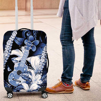 Hawaii Ukulele Luggage Cover Tropical Flowers With Palaka Effect Blue Version LT05 Blue - Polynesian Pride
