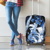 Hawaii Ukulele Luggage Cover Tropical Flowers With Palaka Effect Blue Version LT05 - Polynesian Pride