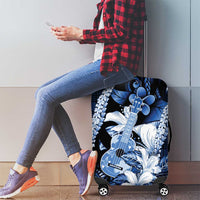 Hawaii Ukulele Luggage Cover Tropical Flowers With Palaka Effect Blue Version LT05 - Polynesian Pride