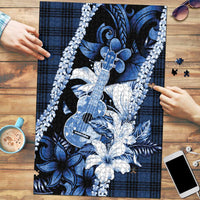 Hawaii Ukulele Puzzle Tropical Flowers With Palaka Effect Blue Version LT05 Blue - Polynesian Pride
