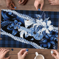 Hawaii Ukulele Puzzle Tropical Flowers With Palaka Effect Blue Version LT05 - Polynesian Pride