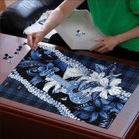Hawaii Ukulele Puzzle Tropical Flowers With Palaka Effect Blue Version LT05 - Polynesian Pride
